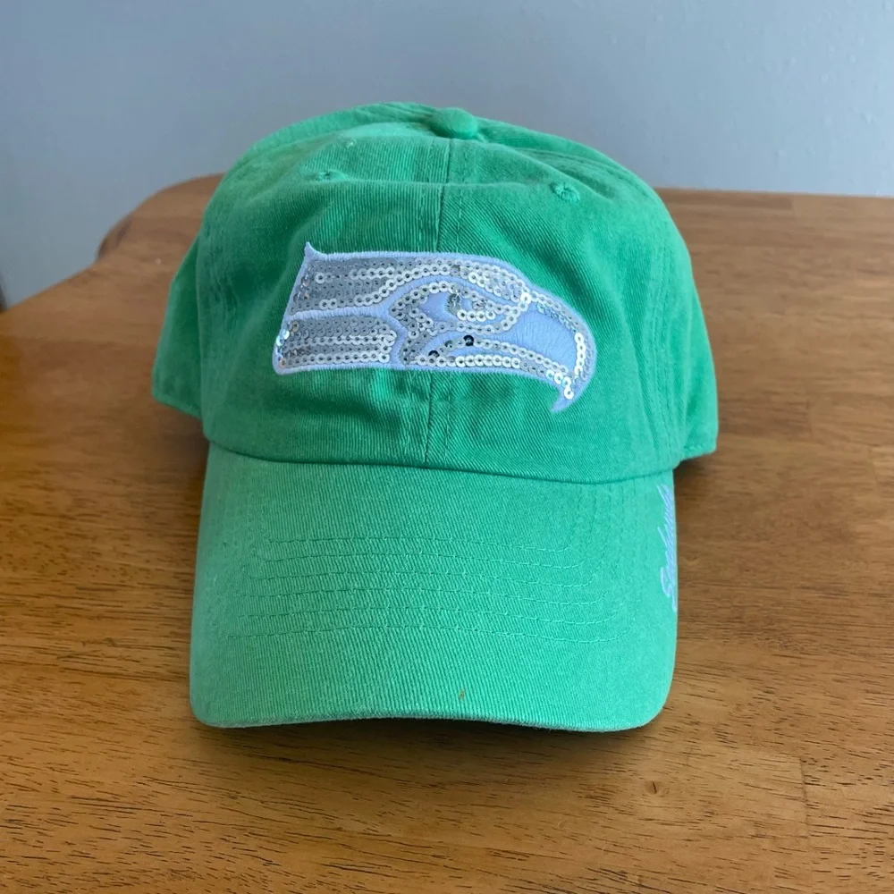 Seattle Seahawks NFL Team Women’s Green Sequin Adjustable Cap Hat